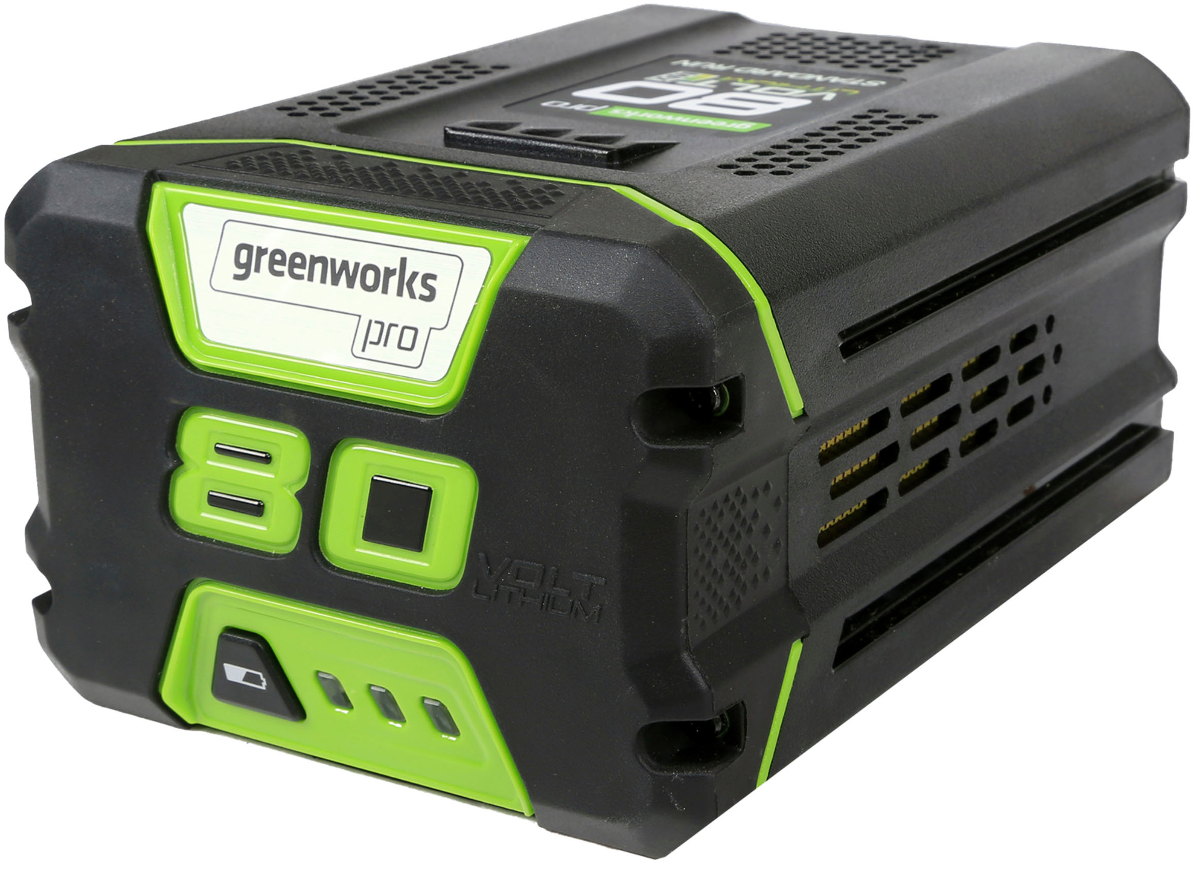 Left View: Greenworks - 80-Volt 170 MPH 730 CFM Cordless Handheld Blower (1 x 2.5Ah Battery and 1 x Charger) - Green