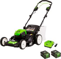 Greenworks - 80 Volt 21-Inch Self-Propelled Lawn Mower (1 x 2.0Ah and 1 x 4.0Ah battery and 1 x Charger) - Green - Front_Zoom