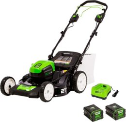 Greenworks - 21" 80 Volt Self-Propelled Lawn Mower (2Ah + 4Ah batteries & charger included) - Green - Front_Zoom