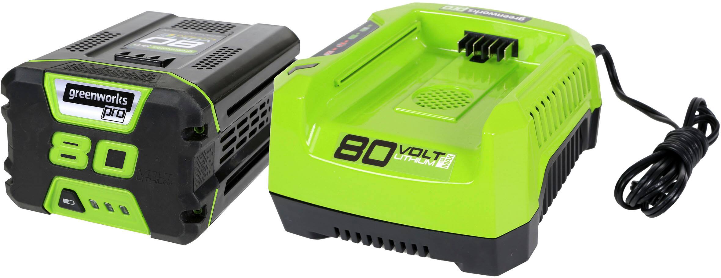 Alt View 20. Greenworks - 80 Volt 16-Inch Cutting Diameter Straight Shaft Grass Trimmer and Axial Blower (1 x 2.0Ah Battery and 1 x Charger) - Green.