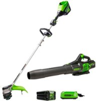 Greenworks - 80 Volt 16-Inch Cutting Diameter Straight Shaft Grass Trimmer and Axial Blower (1 x 2.0Ah Battery and 1 x Charger) - Green - Front_Zoom