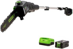 Greenworks - 80-Volt 10-Inch Brushless Cordless Pole Saw with 14.5 foot reach (1 x 2Ah Battery and Charger) - Green - Front_Zoom