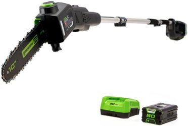 Greenworks - 10" 80 Volt Cordless Brushless Pole Saw (2Ah battery & charger included) - Green - Front_Zoom