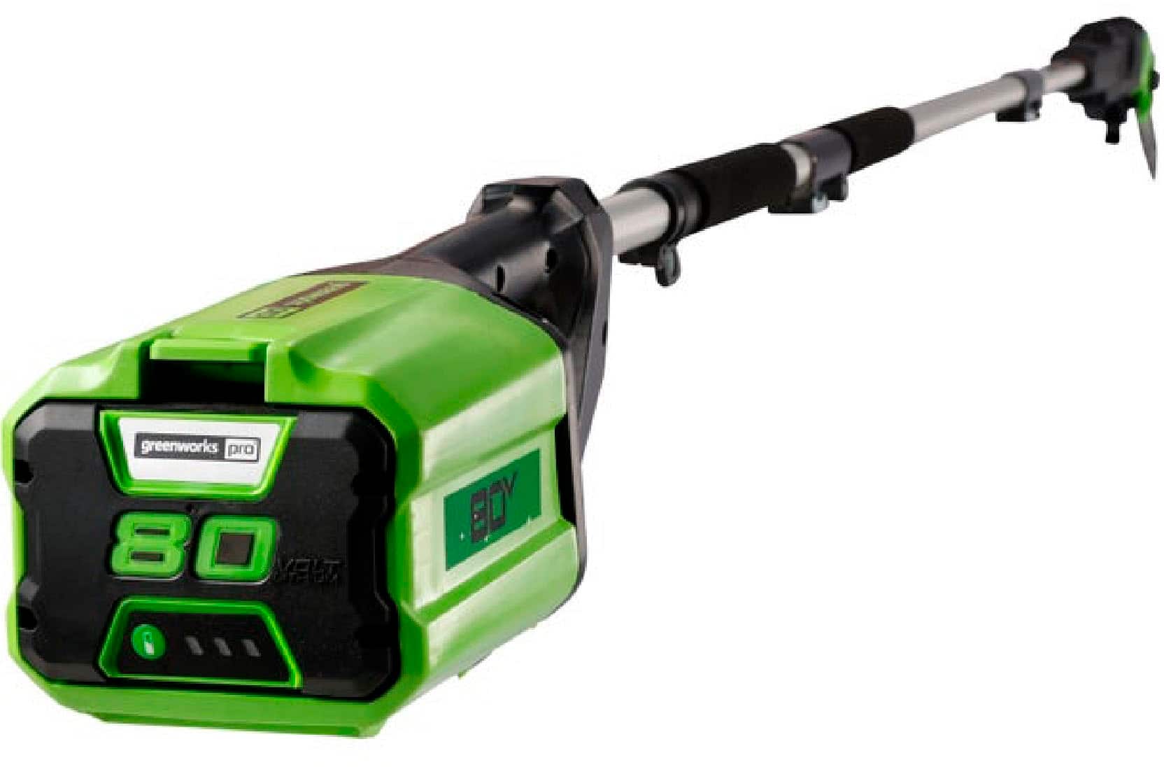Alt View 11. Greenworks - 80-Volt 10-Inch Brushless Cordless Pole Saw with 14.5 foot reach (1 x 2Ah Battery and Charger) - Green.