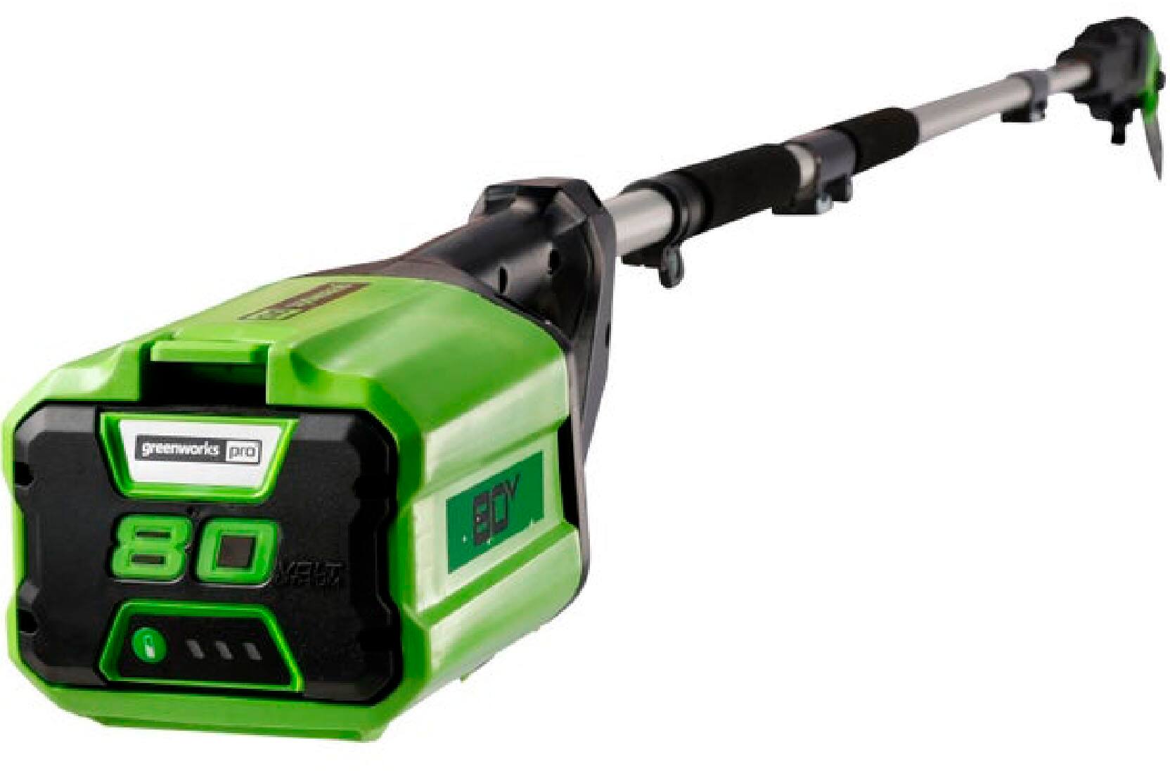 Alt View 11. Greenworks - 80-Volt 10-Inch Brushless Cordless Pole Saw with 14.5 foot reach (1 x 2Ah Battery and Charger) - Green.