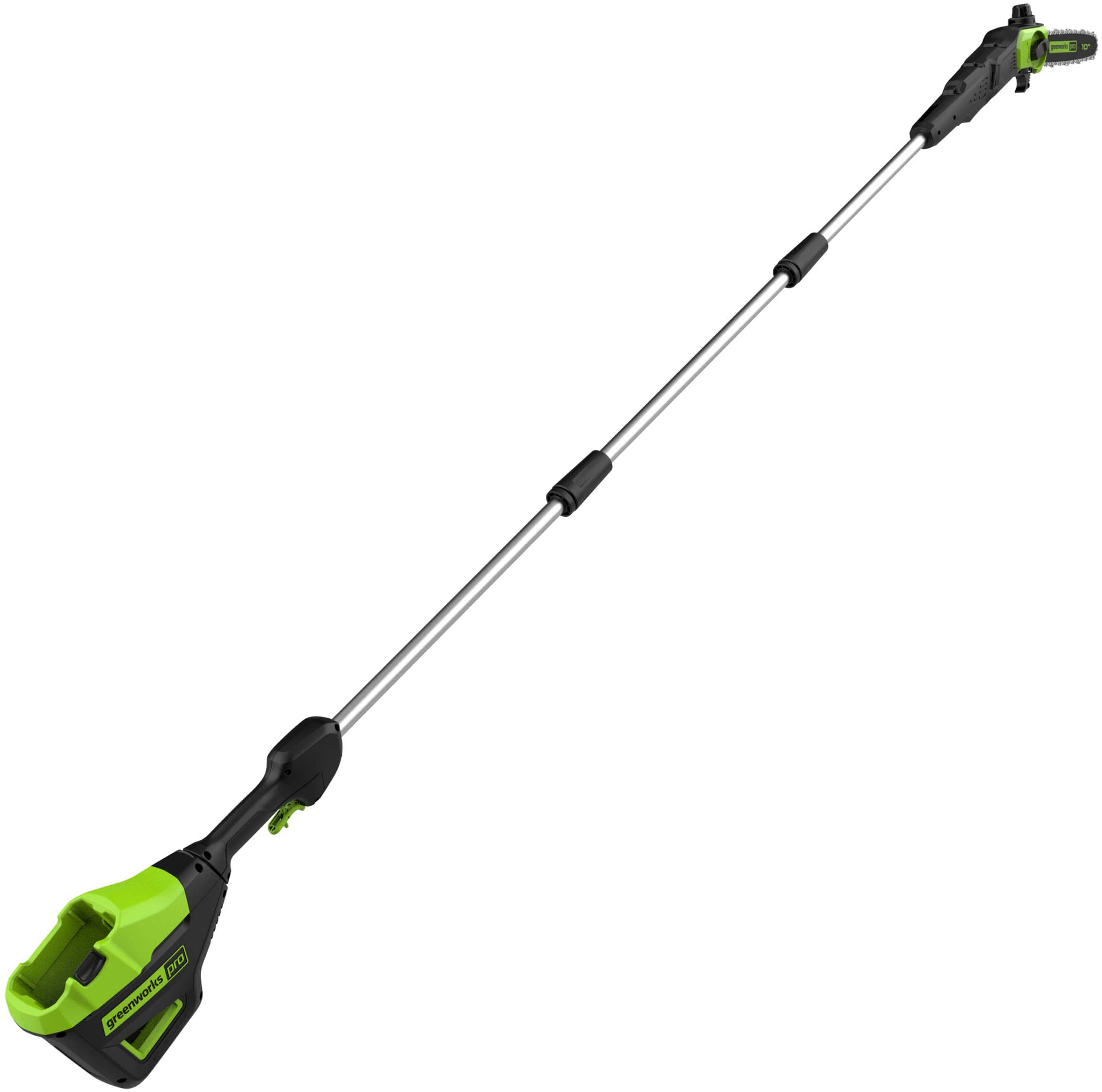 Alt View 30. Greenworks - 80-Volt 10-Inch Brushless Cordless Pole Saw with 14.5 foot reach (1 x 2Ah Battery and Charger) - Green.
