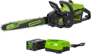 Greenworks - 80V Cordless 18" Brushless Cordless Chainsaw (4.0Ah Battery and Rapid Charger Included) - Green - Front_Zoom