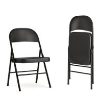 Flash Furniture - Hercules Series Double Braced Metal Folding Chair (set of 2) - Black - Front_Zoom