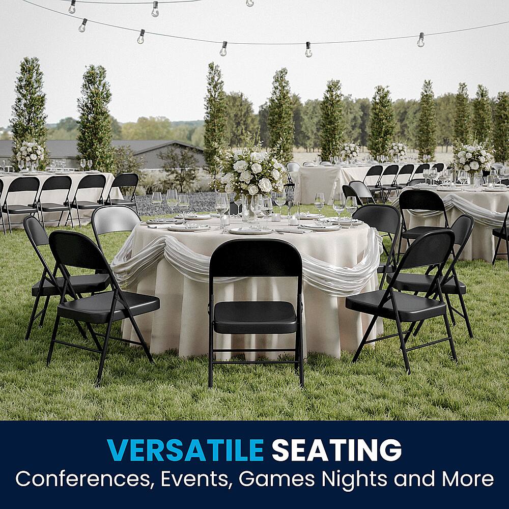 Alt View 14. Alamont Home - Hercules Series Double Braced Metal Folding Chair (set of 2) - Black.