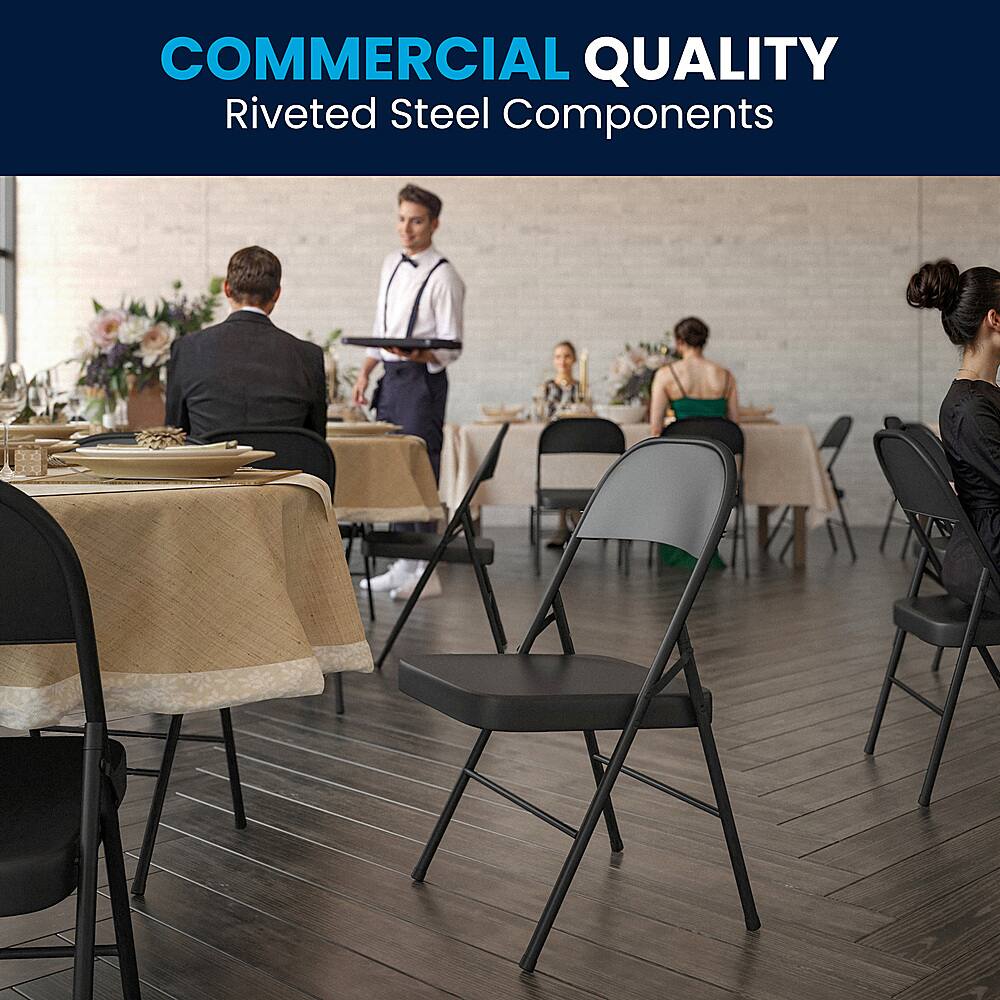 Alt View 15. Alamont Home - Hercules Series Double Braced Metal Folding Chair (set of 2) - Black.