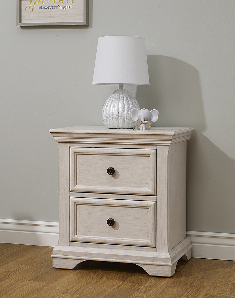 Angle View: Sorelle Furniture Portofino Wood Nightstand for Baby in Brushed Ivory