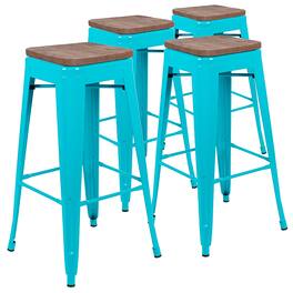 Alamont Home - Metal Framed Bar Stool (Set of 4) - Teal