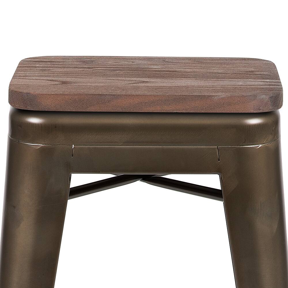 Alt View 15. Alamont Home - Metal Frame Bar Stool with Wood Seat (set of 4) - Gun Metal.