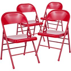 Flash Furniture - Hercules Series Triple Braced Metal Folding Chair (set of 4) - Red - Front_Zoom
