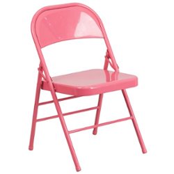 Flash Furniture - Hercules Metal Upholstered Folding Chair - Bubblegum Pink - Front_Zoom