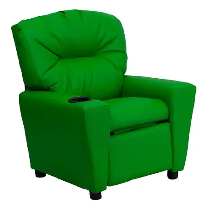 Front. Alamont Home - Chandler Kids Recliner - Green LeatherSoft.