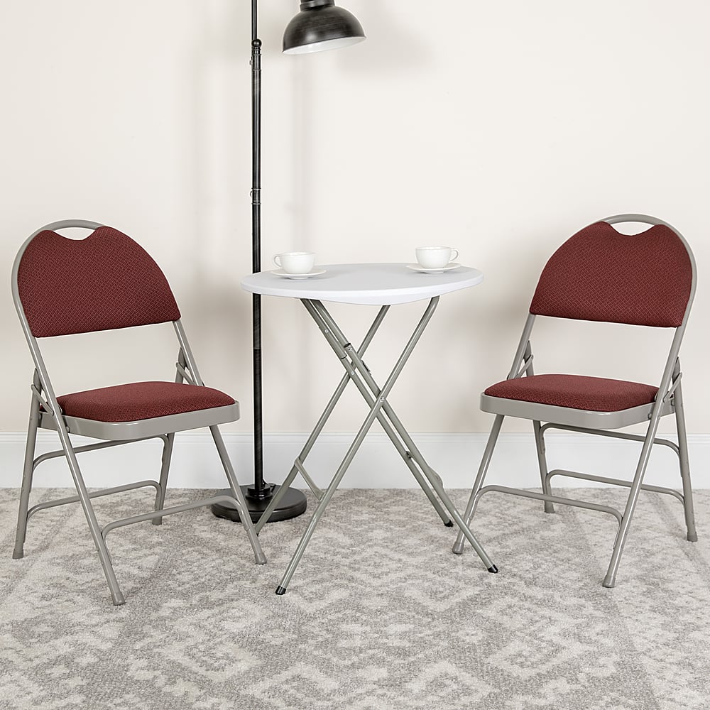 Alt View 12. Alamont Home - Hercules Fabric Upholstered Folding Chair - Burgundy Fabric/Gray Frame.
