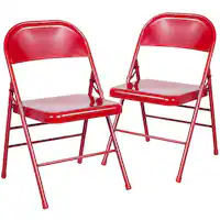 Alamont Home - Hercules Series Double Hinged Metal Folding Chair (set of 2) - Red - Front_Zoom