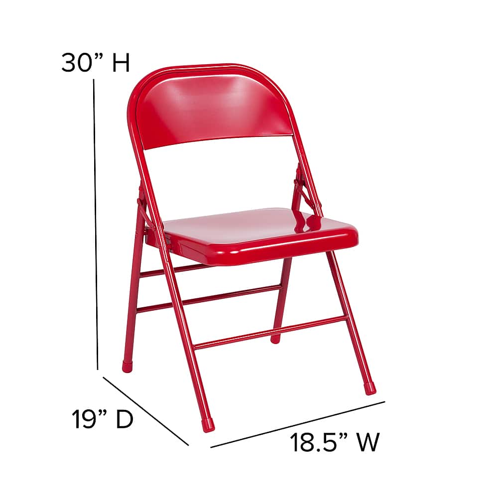 Alt View 13. Alamont Home - Hercules Series Double Hinged Metal Folding Chair (set of 2) - Red.