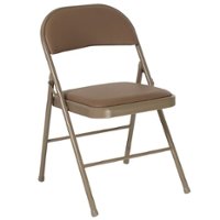 Flash Furniture - Hercules Vinyl Upholstered Folding Chair - Beige - Front_Zoom