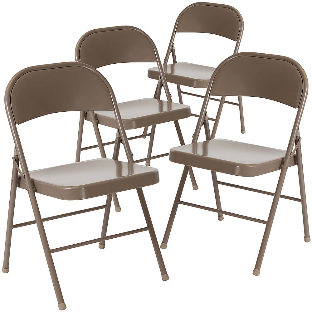 Front. Alamont Home - Hercules Series Double Braced Metal Folding Chair (set of 4) - Beige.