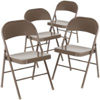 Alamont Home - Hercules Series Double Braced Metal Folding Chair (set of 4) - Beige - Front_Zoom