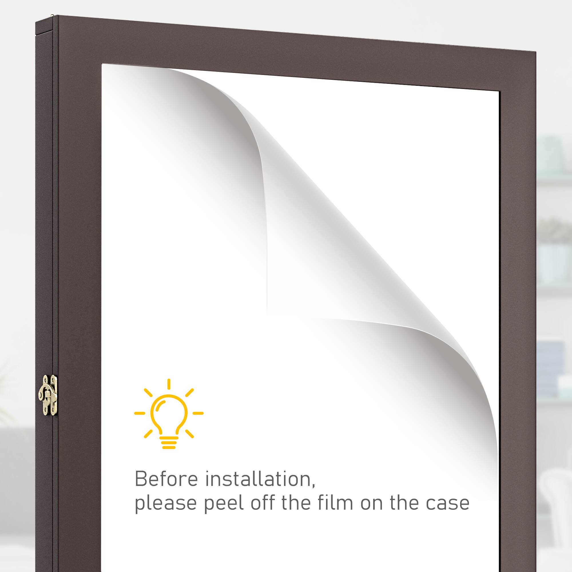 Before installation, please peel off the film on the case.