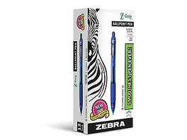 Zebra - Z-Grip Retractable Ballpoint Pen, Medium Point, 1.0mm, Blue Ink, Dozen - Clear