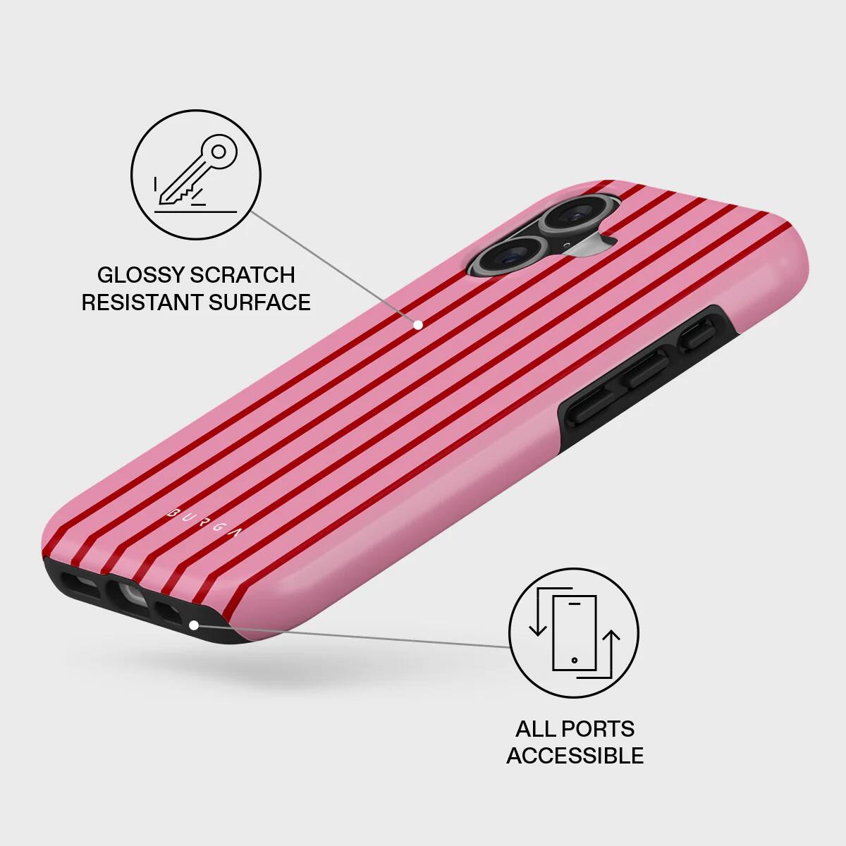 GLOSSY SCRATCH RESISTANT SURFACE  
BURGA  
ALL PORTS ACCESSIBLE