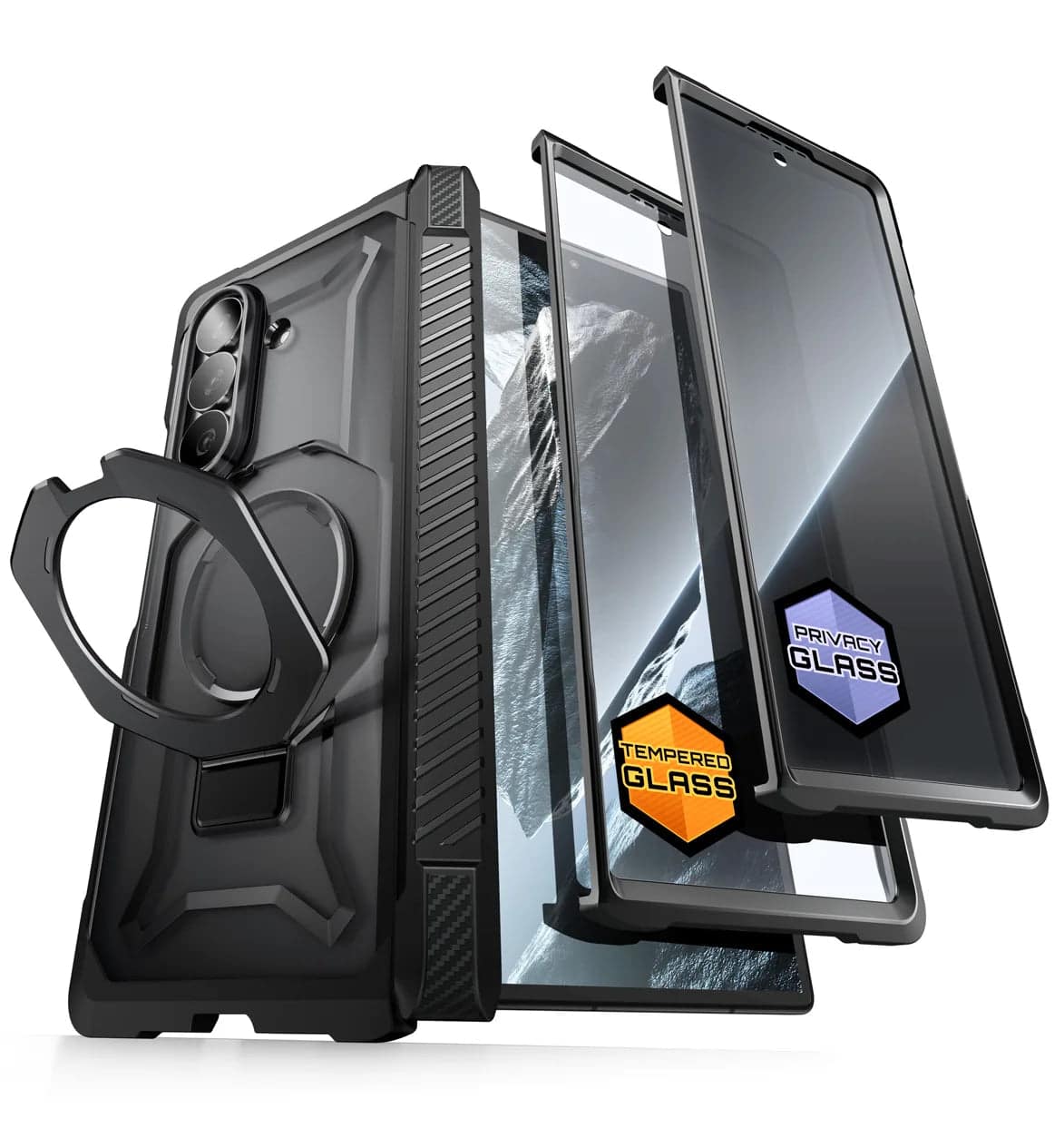 SUPCASE - UB Grip Rugged MagSafe Case for Samsung Galaxy Z Fold 8 Ultra with Screen Protectors HD & Privacy - Black