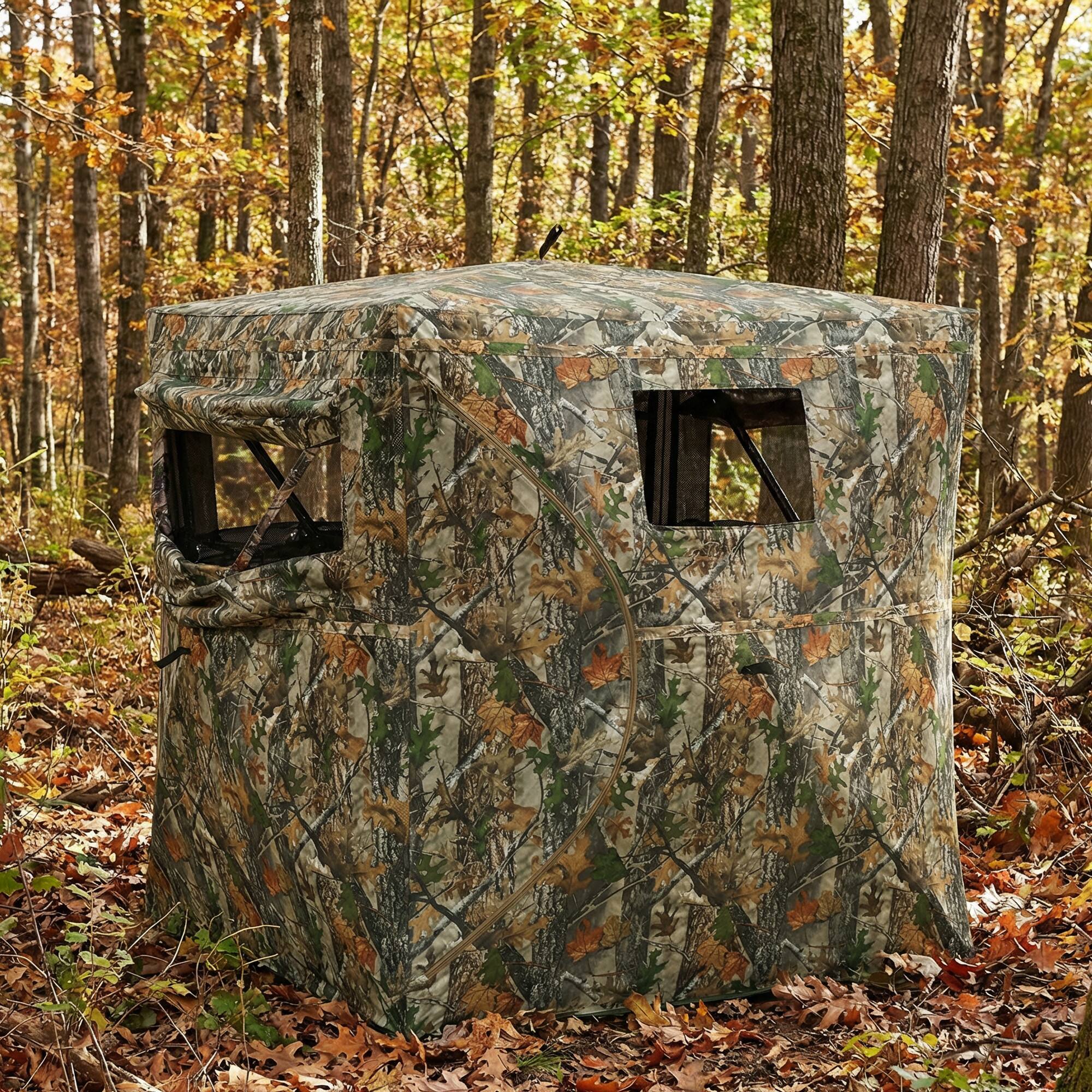 Alt View 1. Outsunny - Blind for 2 Person, See Through Pop Up Blind with 270-Degree View - Camouflage.