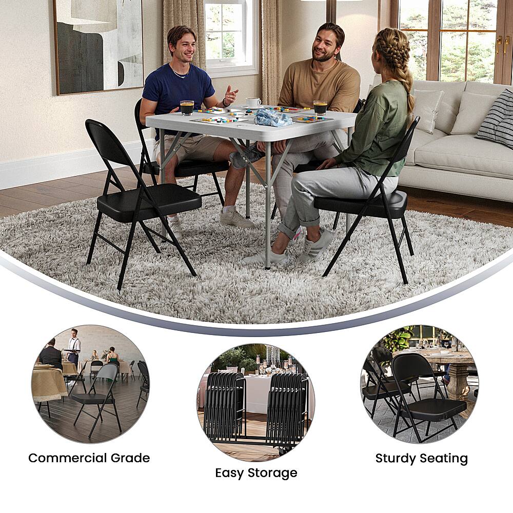 Alt View 11. Alamont Home - Hercules Series Double Braced Metal Folding Chair (set of 4) - Black.