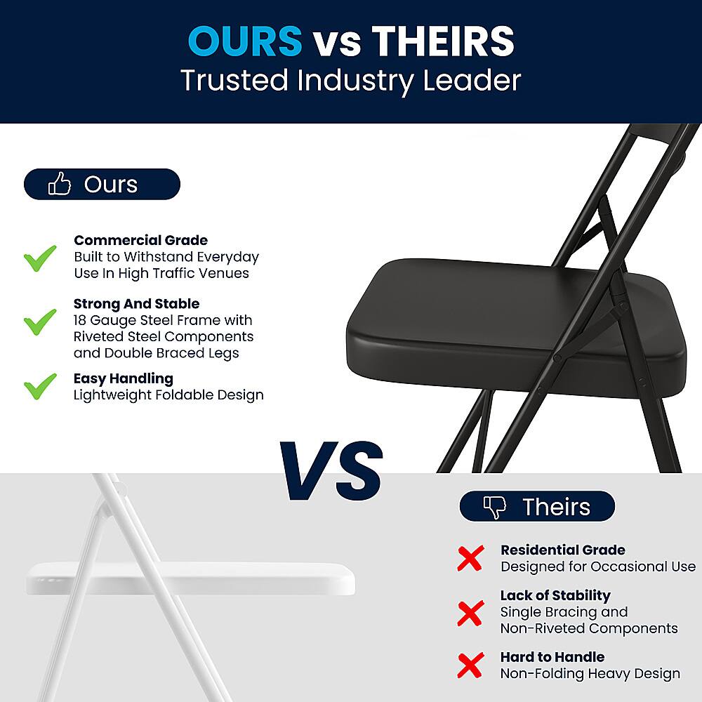 Alt View 17. Alamont Home - Hercules Series Double Braced Metal Folding Chair (set of 4) - Black.