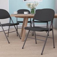 Flash Furniture - Hercules Series Plastic Folding Chair (set of 4) - Black - Front_Zoom