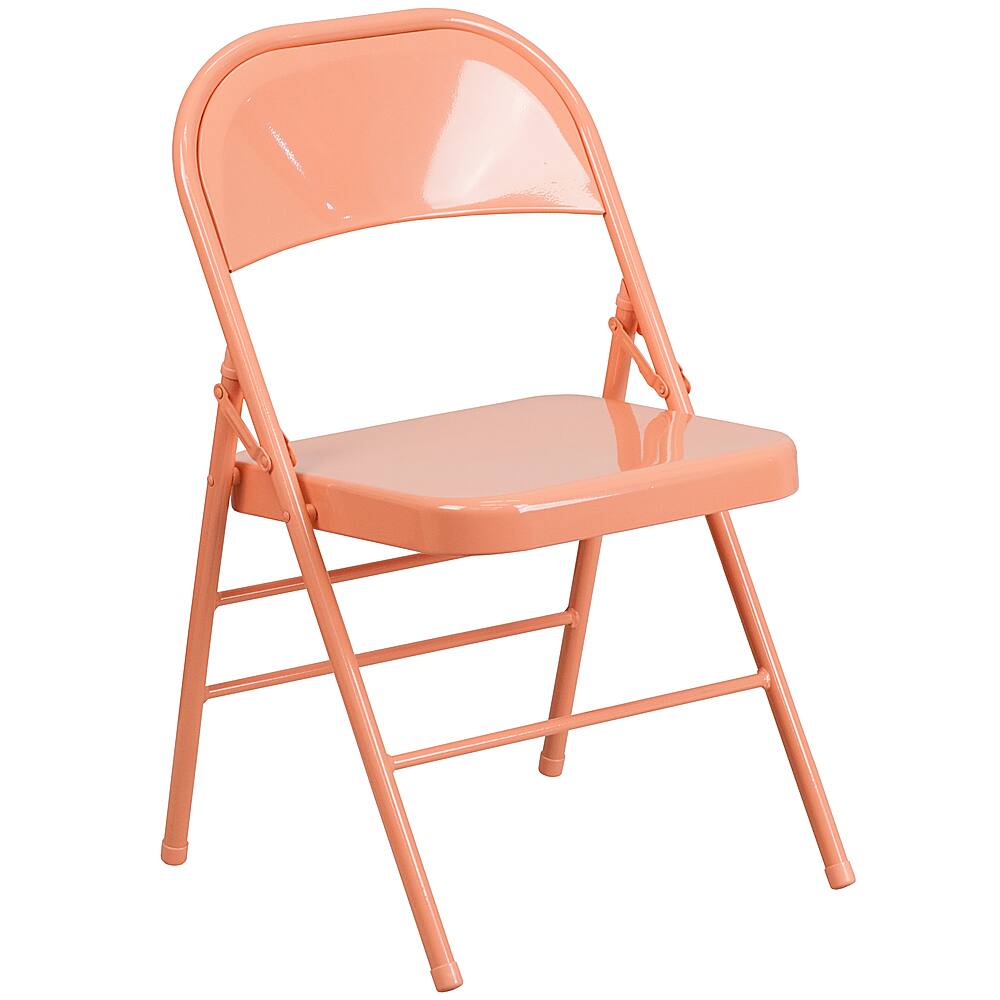 Front. Alamont Home - Hercules Metal Upholstered Folding Chair - Sedona Coral.