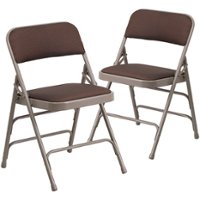 Alamont Home - Hercules Fabric Upholstered Folding Chair (set of 2) - Brown Patterned - Front_Zoom