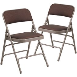 Flash Furniture - Hercules Fabric Upholstered Folding Chair (set of 2) - Brown Patterned - Front_Zoom