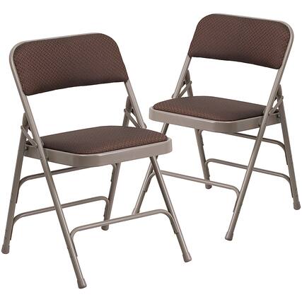 Front. Alamont Home - Hercules Fabric Upholstered Folding Chair (set of 2) - Brown Patterned.