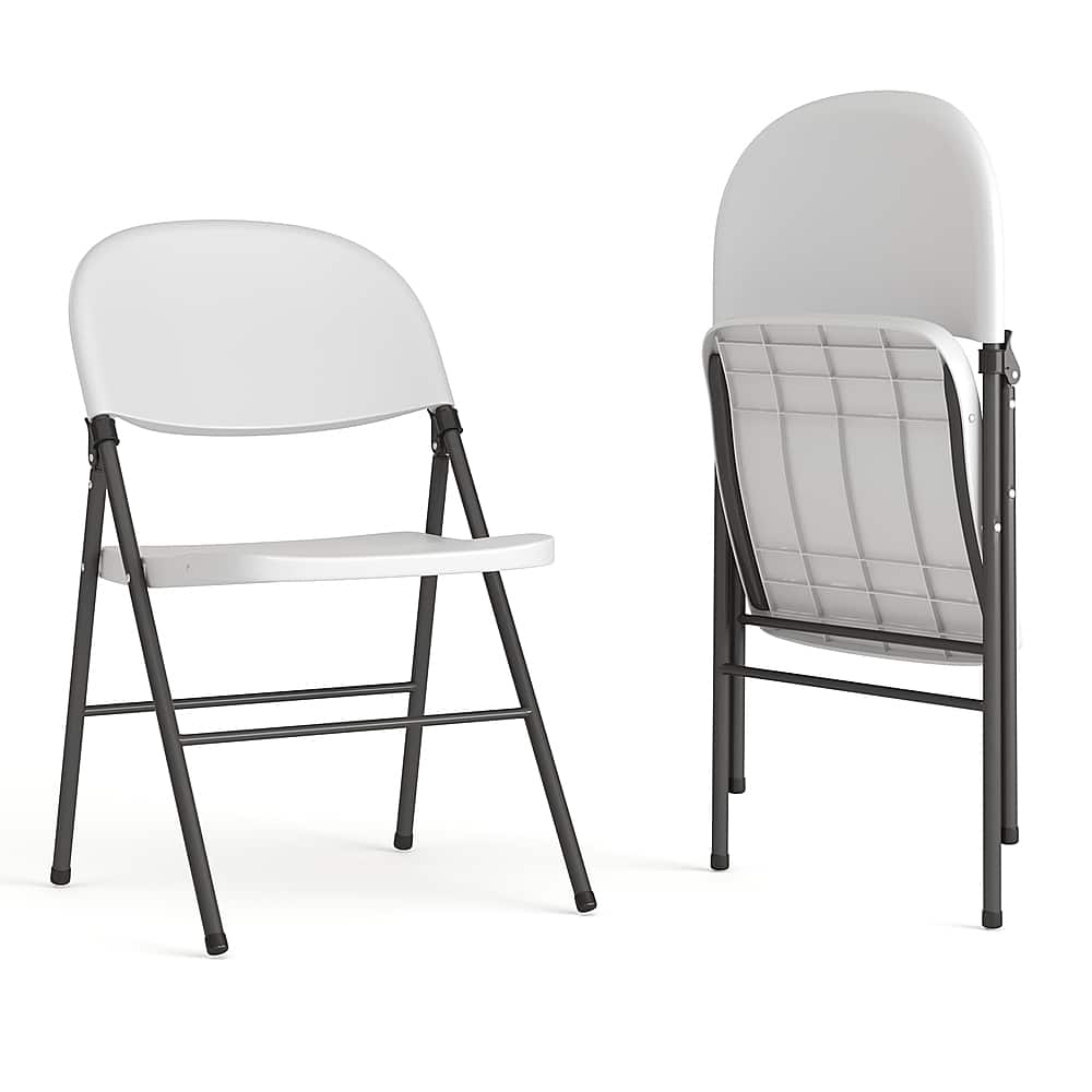 Alamont Home - Hercules Series Plastic Folding Chair (set of 2) - Granite White - Front_Zoom