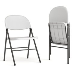 Flash Furniture - Hercules Series Plastic Folding Chair (set of 2) - Granite White - Front_Zoom