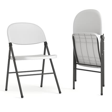 Front. Alamont Home - Hercules Series Plastic Folding Chair (set of 2) - Granite White.