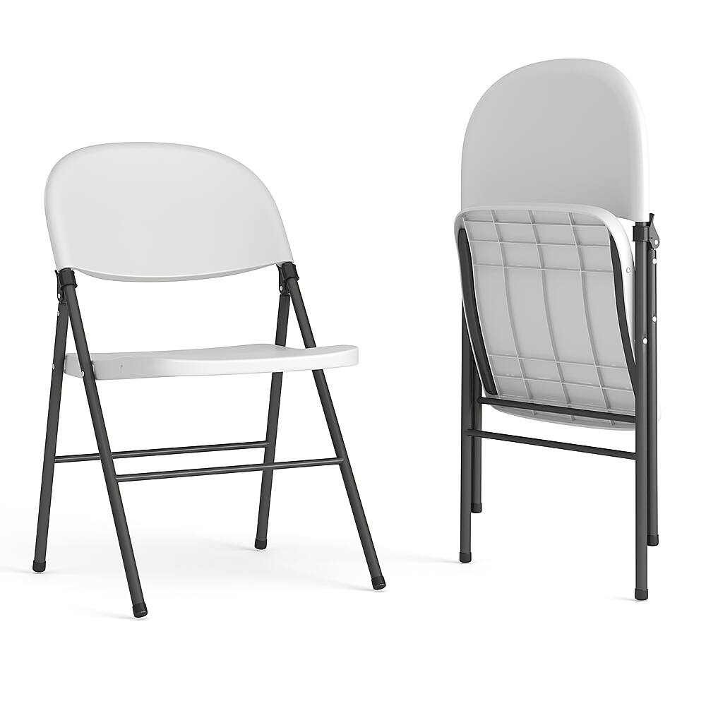 Front. Alamont Home - Hercules Series Plastic Folding Chair (set of 2) - Granite White.