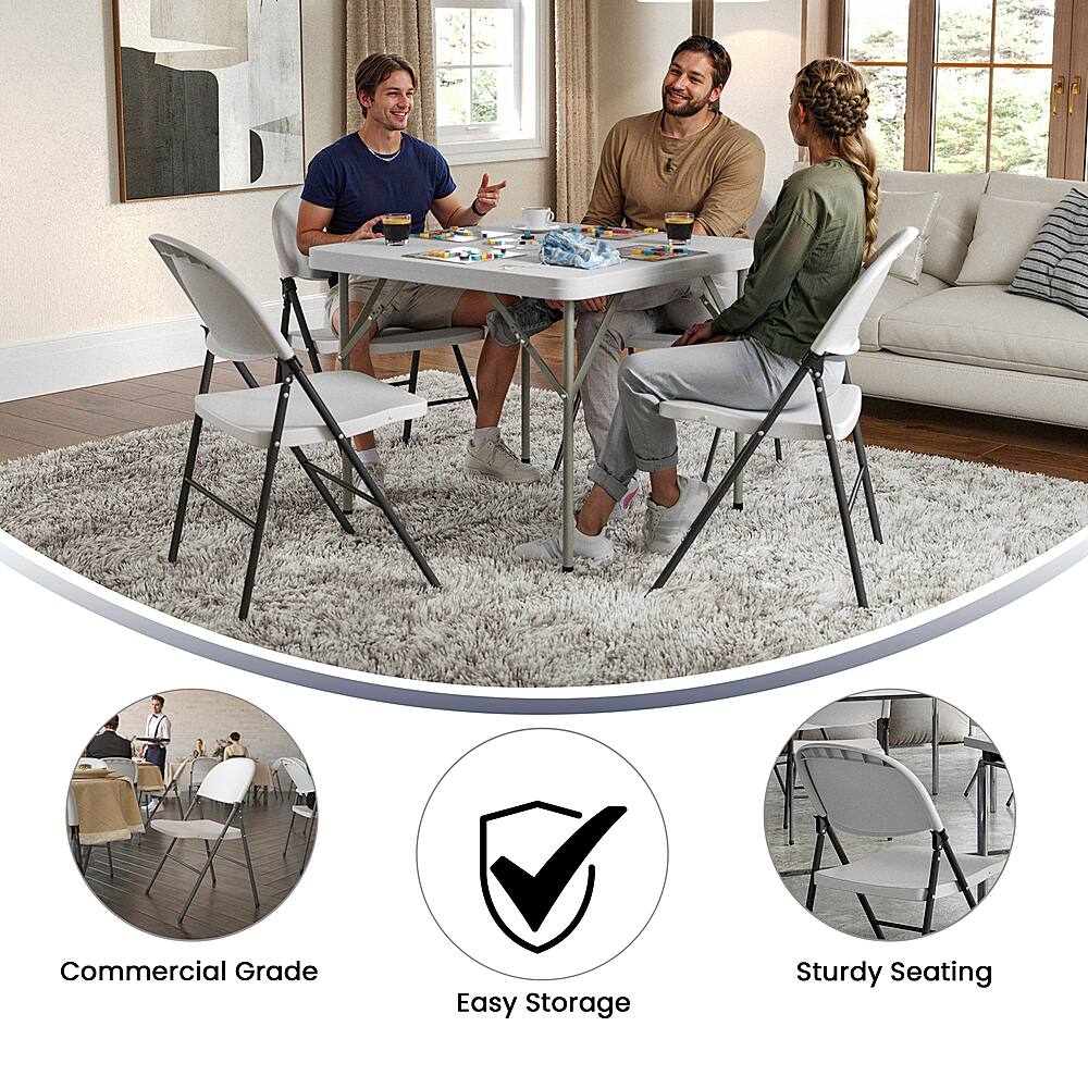 Alt View 11. Alamont Home - Hercules Series Plastic Folding Chair (set of 2) - Granite White.
