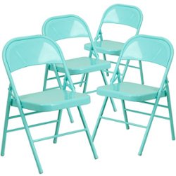 Flash Furniture - Hercules Colorburst Series Triple Braced Metal Folding Chair (set of 4) - Tantalizing Teal - Front_Zoom