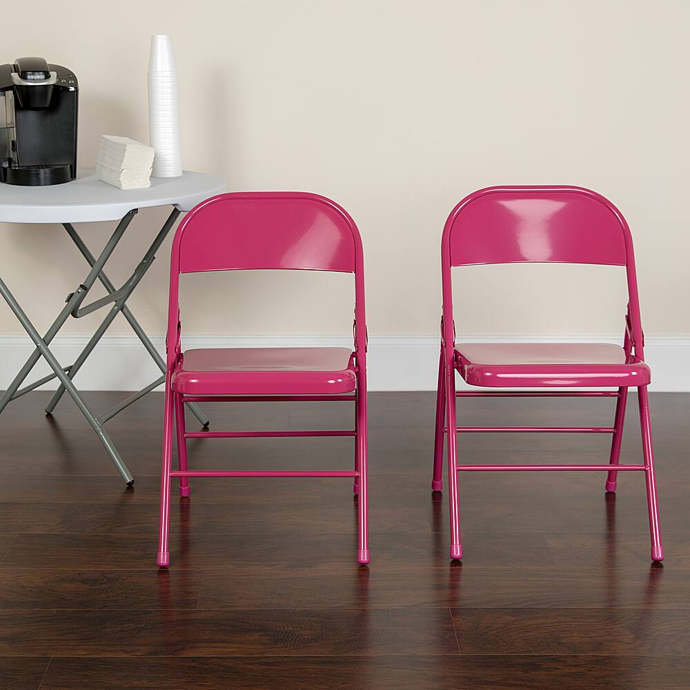 Alt View 11. Alamont Home - Hercules Metal Upholstered Folding Chair (set of 4) - Shockingly Fuchsia.
