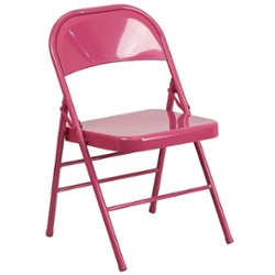 Flash Furniture - Hercules Metal Upholstered Folding Chair - Shockingly Fuchsia - Front_Zoom