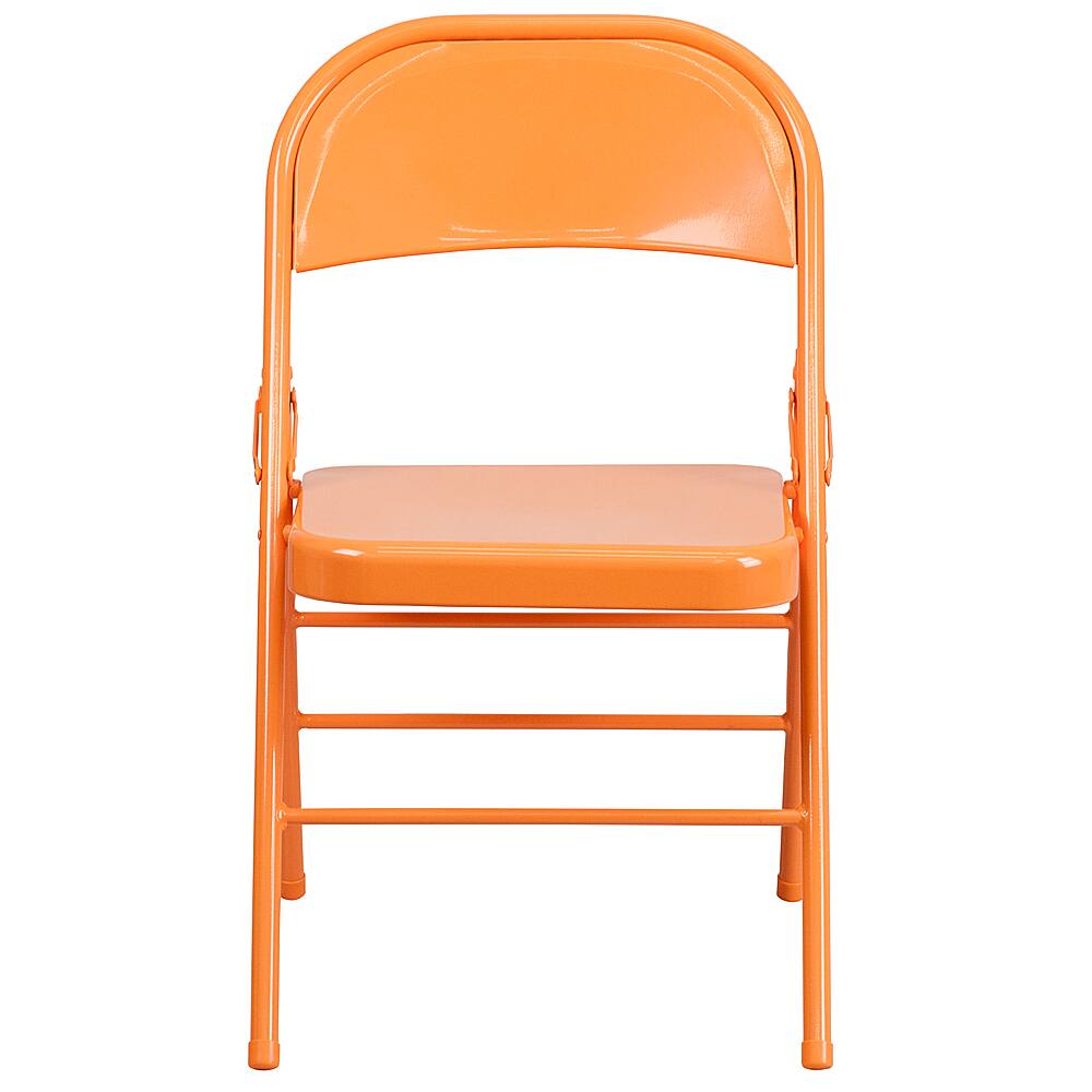 Alt View 11. Alamont Home - Hercules Colorburst Series Double Hinged Metal Folding Chair (set of 2) - Orange Marmalade.
