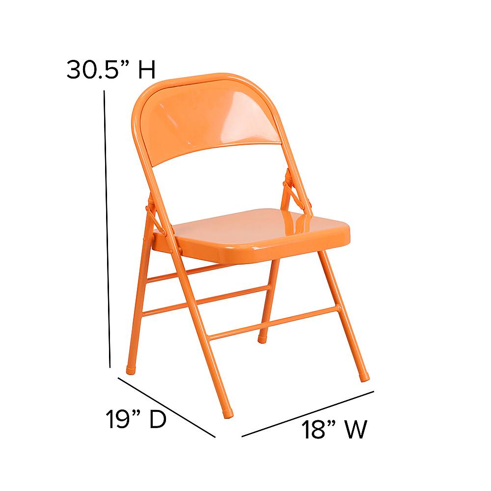 Alt View 13. Alamont Home - Hercules Colorburst Series Double Hinged Metal Folding Chair (set of 2) - Orange Marmalade.