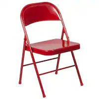 Alamont Home - Hercules Series Double Braced Metal Folding Chair - Red - Front_Zoom