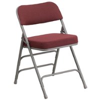 Alamont Home - Hercules Series Curved Triple Braced Fabric Metal Folding Chair - Burgundy - Front_Zoom